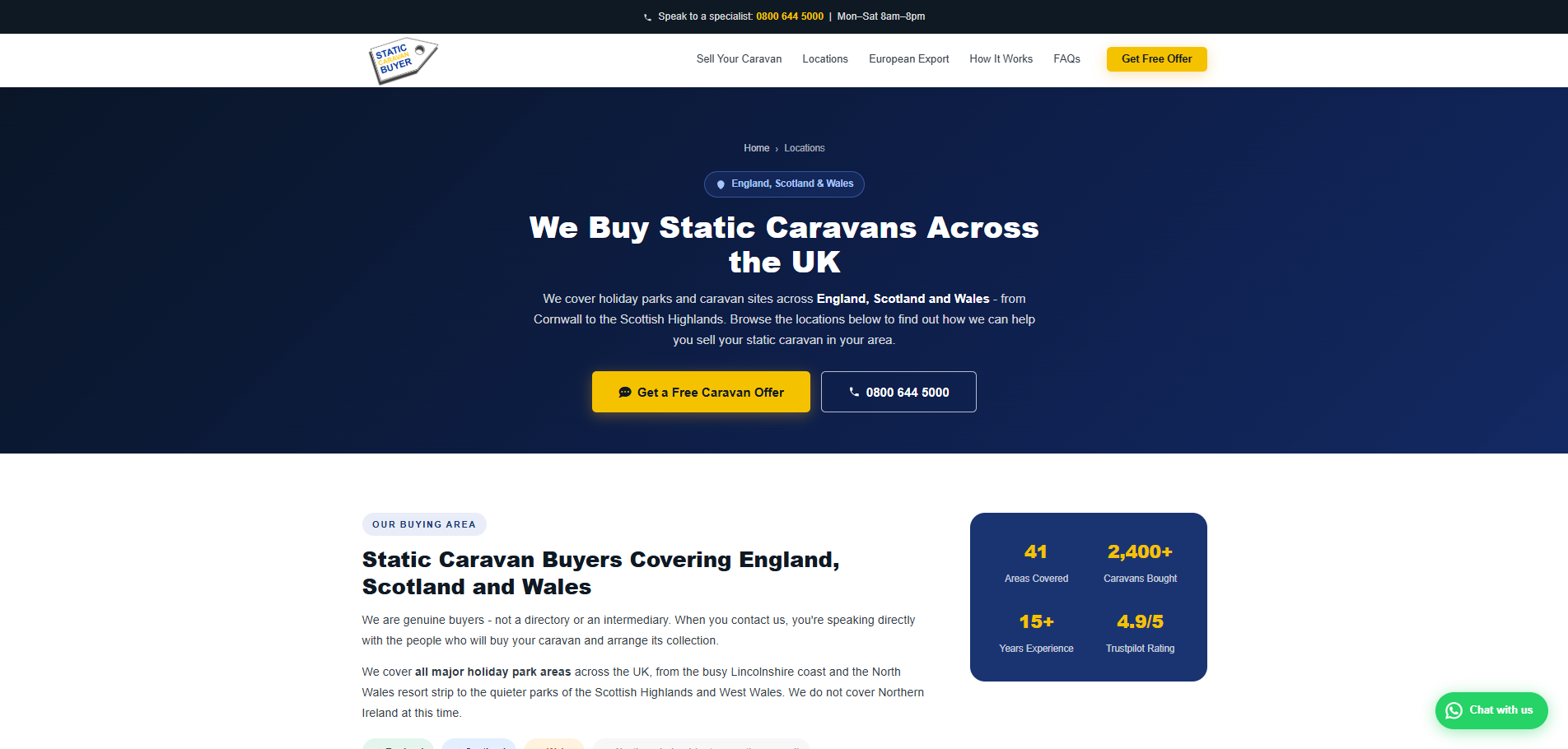 Static Caravan Buyer, Locations