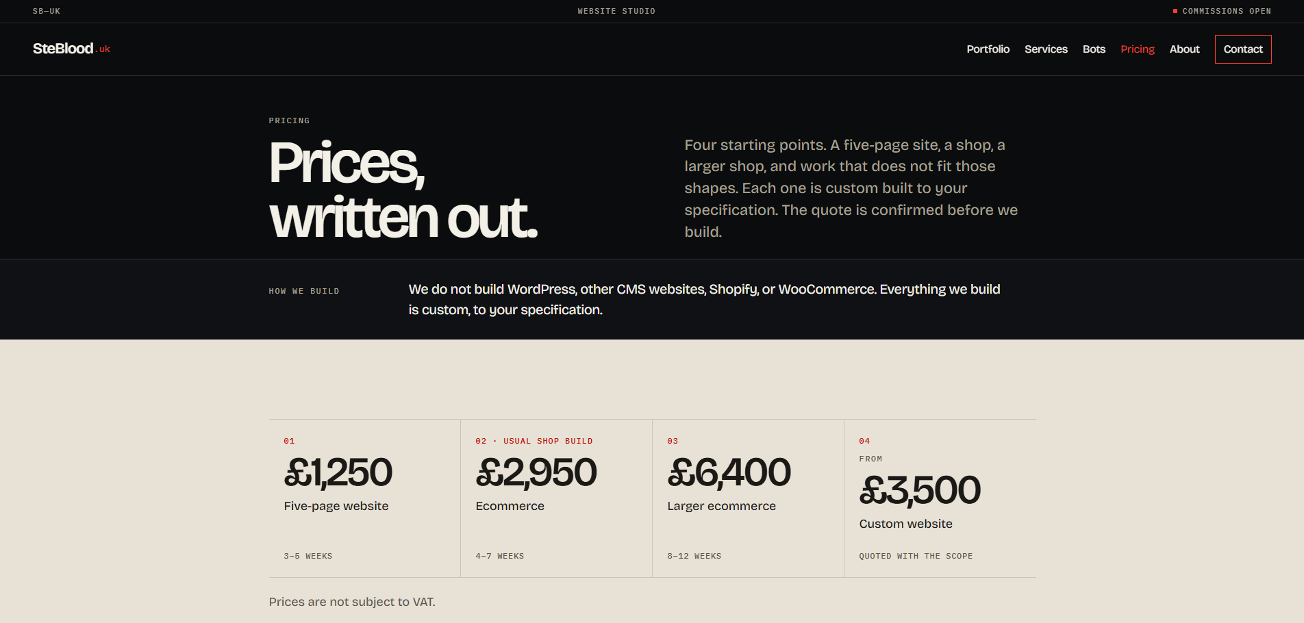 Steblood.uk, Pricing
